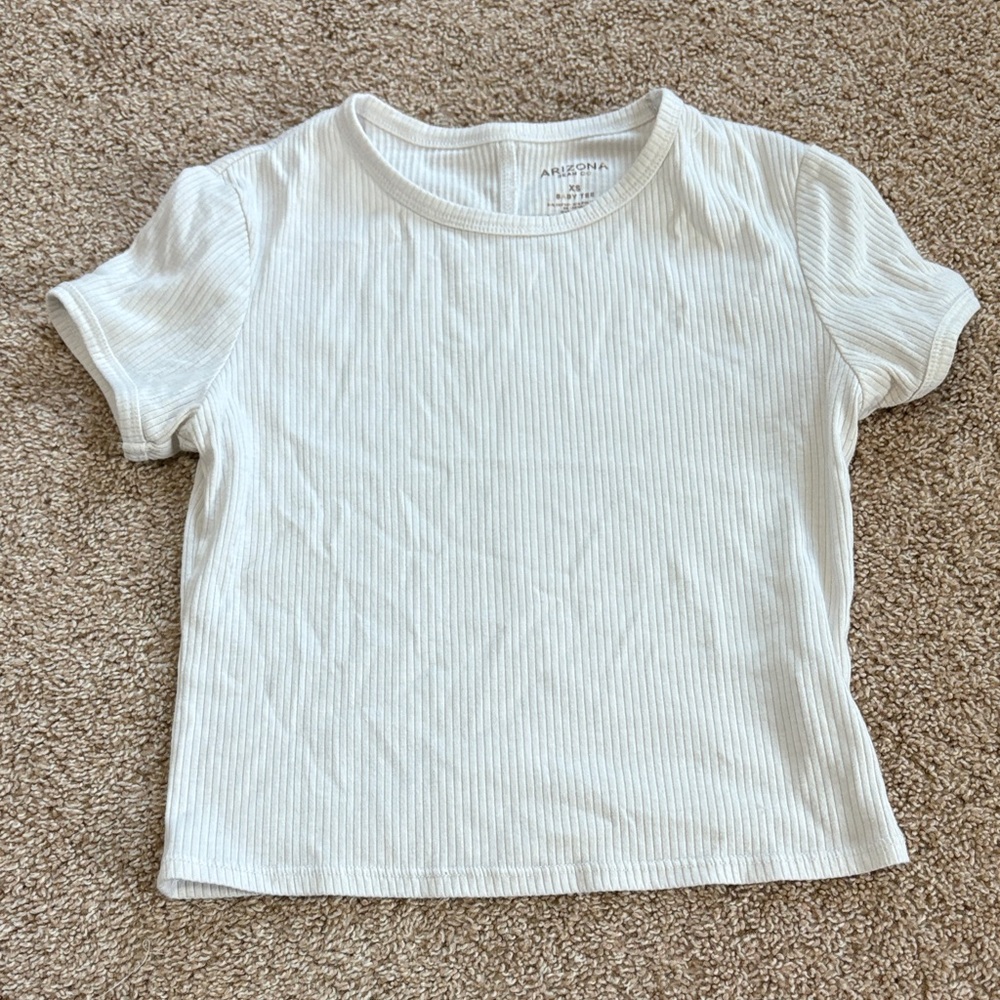 White Ribbed T-Shirt